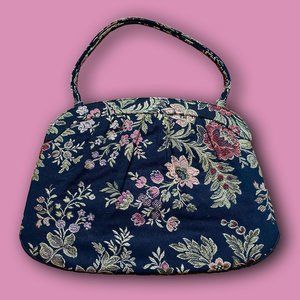 vintage black floral embroidered handbag
